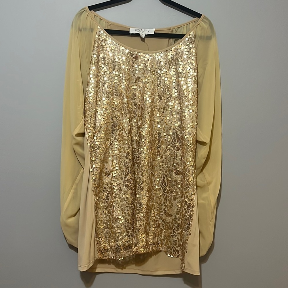 Badgley Mischka Gold Sequin Blouse